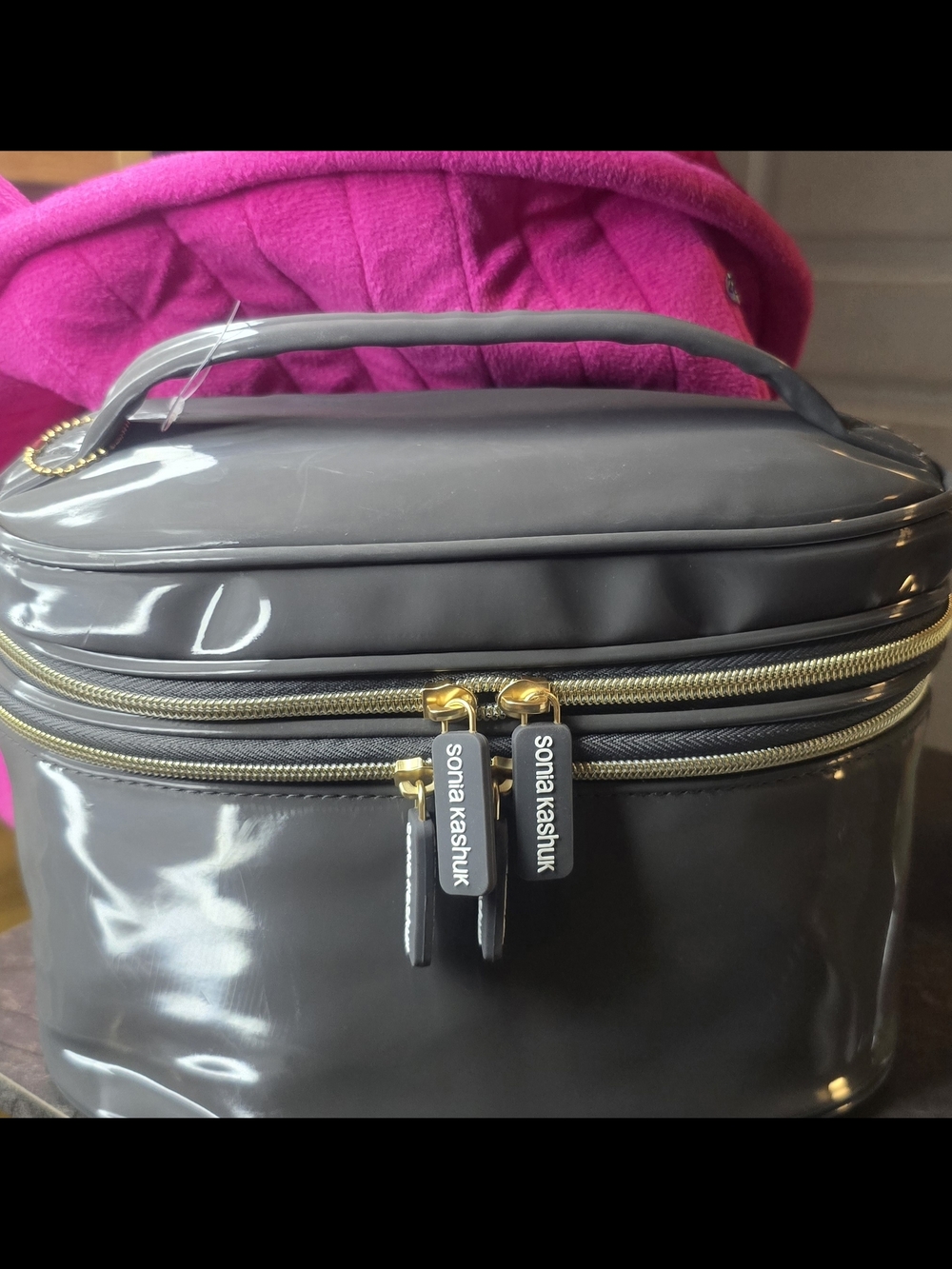 Sonia Kashuk Double Zip Travel Train Case Makeup Bag With Handle